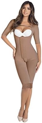 4 Hooks Long Leg Colombian Braless Shapewear Post Surgery Compression Garment Girdle with Sleeves Ref 5084