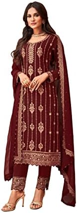 Prija Collection Ready to Wear Indian Pakistani Ethnic Wear Designer Straight Salwar Kameez Pant Suit for Womens
