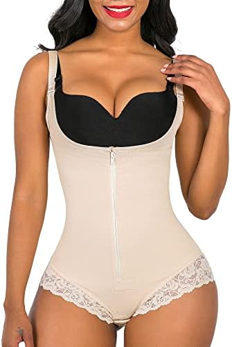 SHAPERX Shapewear for Women Tummy Control Fajas Colombianas Body Shaper Zipper Open Bust Bodysuit