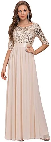 Ever-Pretty Women's Round Neck Sequin Maxi Dress Long Evening Dress 0683