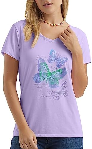 Hanes Women's Short Sleeve V-Neck Graphic T-Shirt
