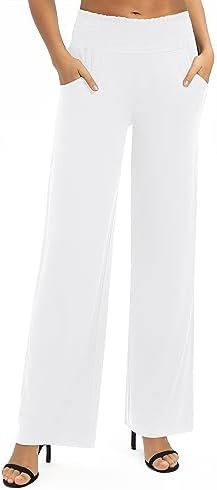 Urban CoCo Women's Solid Wide Leg Palazzo Lounge Pants Casual Straight Leg High Waist Stretch Pants