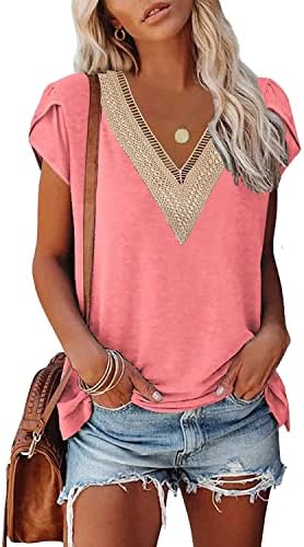 Womens Tops Short Sleeve Shirts Summer Clothes V Neck Tshirts Dressy Casual Blouses Trendy Fashion Tees 2023