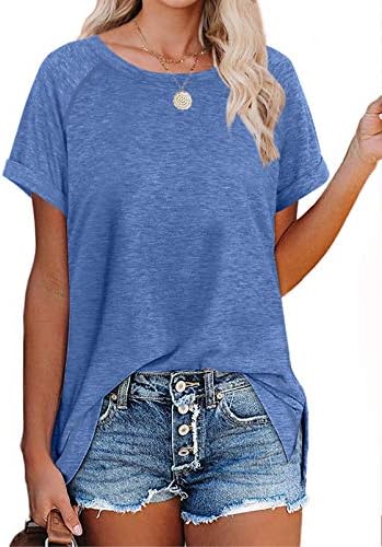 XIEERDUO Women's Summer Short Sleeve Tops High Low V Neck Tshirts Loose Tees with Pocket