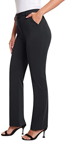 siliteelon Women's Straight Leg Dress Pants Stretchy High Waisted Work Office Trousers Yoga Bootcut Slacks with Pockets