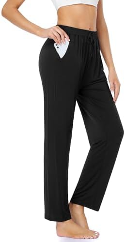 ASIMOON Womens Yoga Pants Comfy Wide Leg Casual Sweatpants Drawstring Stretch Lounge Workout Pants with Pockets