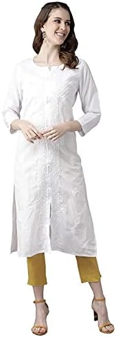 Ada Indian Hand Embroidered Chikankari Cotton Kurti Kurta Tunic Dress for Women A100376