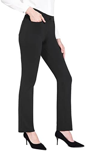 BALEAF Women's Yoga Dress Pants Stretchy Work Slacks Business Casual Straight Leg/Bootcut Pull on Trousers 4 Pockets