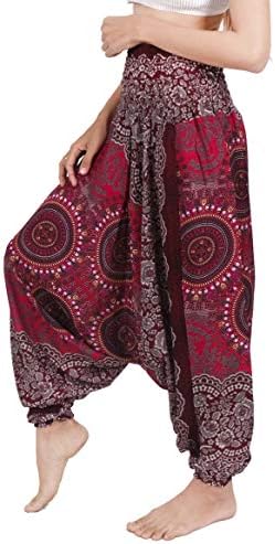 Banjamath® Women's Peacock Print Aladdin Harem Hippie Pants Jumpsuit