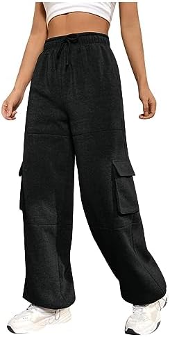 Cargo Pants with Pockets Elastic Waist Ladies Leggings Solid Color Fall Women Sweatpants Large Cinch Bottom Pants