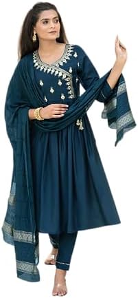 ChicThreadsBoutiqu Women's Roman Silk Top, Bottom And Dupatta Set Kediya