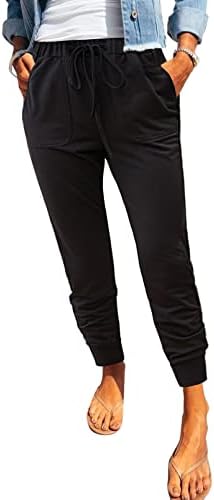 EVALESS Womens Leopard Drawstring Elastic Waist Sports Lounge Pants with Pockets