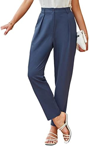 GRACE KARIN Women's Casual Work Pants with Pockets Elastic Waist Plaid Pants