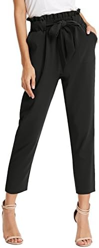 GRACE KARIN Women's Cropped Paper Bag Waist Pants with Pockets