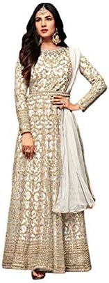 Henith Collection Indian/Pakistani Style Designer Embroidered Long Anarkali Suit With Matching Dupatta For Women's