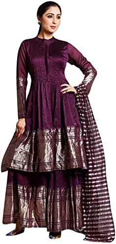 Indian Kurti for Womens With Palazzo Dupatta| Art Silk Woven Sarara Style Kurta Kurtis Tunic For Women