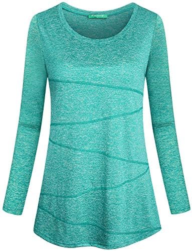 Kimmery Workout Tops for Women Long Sleeve Shirts for Women Quick Dry Line Decor Yoga Tops Sizes S-3XL