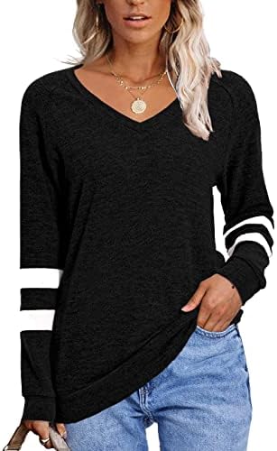 MixShe Womens Tops Fall Fashion 2023 Sweatshirt for Women Sweaters V Neck Long Sleeve Shirts Trendy Clothes