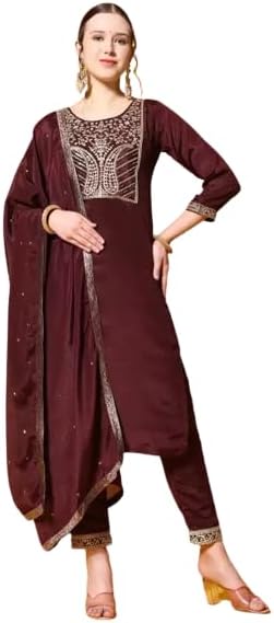 NOZ2TOZ Indian Women's thnic Motifs Yoke Design Kurta With Trousers & Dupatta