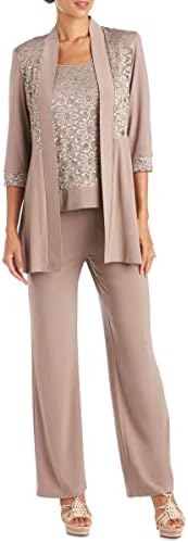 R&M Richards Women's 2 Piece Floral Lace Pantsuit