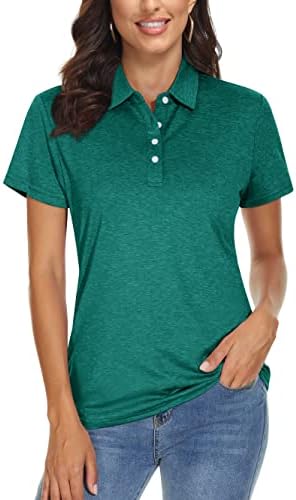 TACVASEN Women's Polo Shirts Short Sleeve T-Shirt Quick Dry Golf Shirt 4-Button Tops Sports Tennis Fitness Leisure