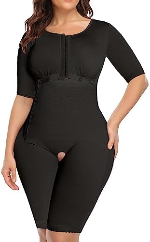 Vaslanda Women Shapewear Bodysuit Full Body Shaper with Sleeves 3 in 1 Post Surgery Firm Control Fajas Compression Garment