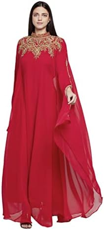 Women Kaftan Farasha Long Maxi Dress Long Sleeves Ethnic, Bridal, Evening, Party, Dress with Free Scarf