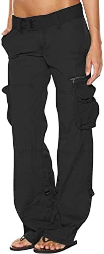 Womens Cargo Pants with Pockets Baggy Low Waist Zipper Straight Y2k Pants Light Baggy Jogger Loose Parachute Pants
