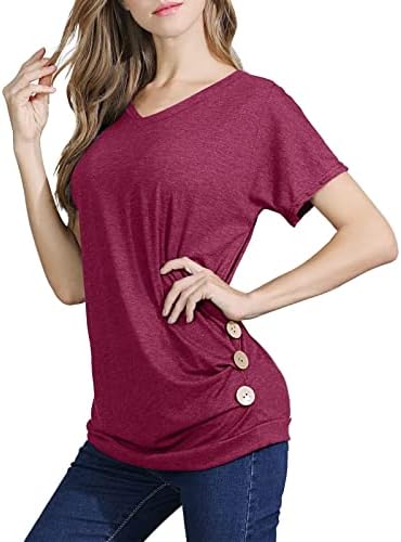 Womens Tops Summer Clothes Ladies Short Sleeve Shirts V Neck Casual Blouses Loose Fit Tees Trendy Fashion Tunics