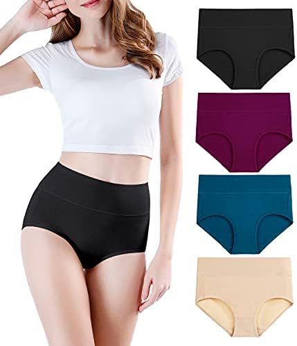 wirarpa Women's High Waisted Cotton Underwear Ladies Soft Full Briefs Panties Multipack