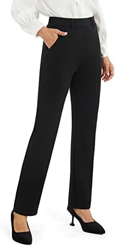 AFITNE Women's Dress Pants 27"/29"/31"/33" Straight Leg Stretchy Yoga Work Pants with Zipper Pockets