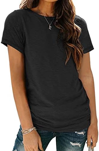 AUTOMET Womens Short Sleeve Round Neck Shirts Summer Fashion Basic Tee