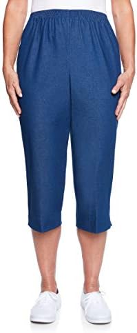 Alfred Dunner Women's All Around Elastic Waist Denim Missy Capris Pants Jeans