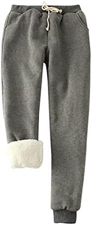 Ayolanni Sweatpants for Women Pettie Regular Plus Size Winter Thicken Sherpa Lined Pants Drawstring Sports Trousers Pockets