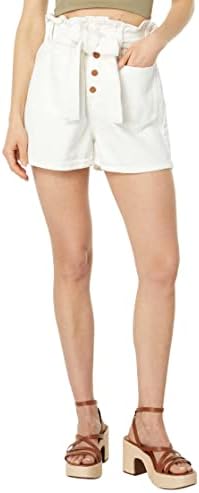 [BLANKNYC] Womens Garment Dye Elastic Waist Baggy Paperbag Shorts, Stylish & Trendy