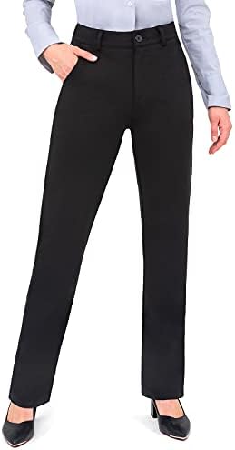 Bamans Work Pants for Women Yoga Dress Pants Straight Leg Stretch Work Pant with Pockets