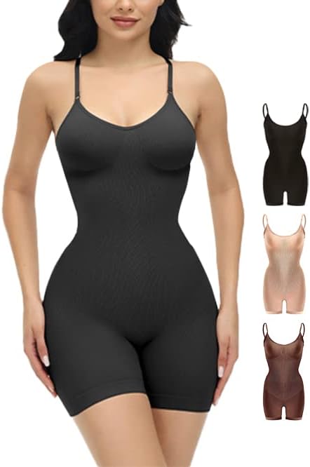 CulaGyfa 3 Pieces Shapewear Bodysuits for Women Tummy Control, Sexy Ribbed Plus Size Butt Lifting Full Body Suits Shaper