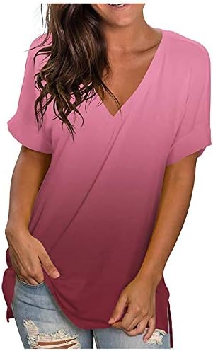 DASAYO Womens Tops 2023 Summer Casual T-Shirt Plus Size Fashion Short Sleeve Shirts Blouse Going Out Tunic Ladies Outfits
