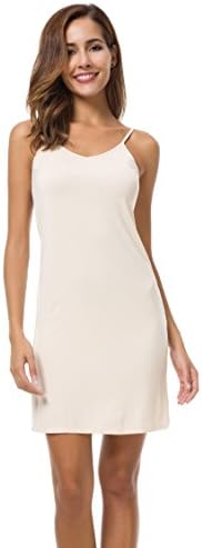 EaseWay Women's Basic Adjustable Spaghetti Strap Cami Under Mini Dress