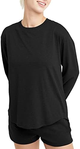 Hanes Originals Tri-Blend Long-Sleeve T-Shirt, Crewneck Tee for Women, Relaxed Fit