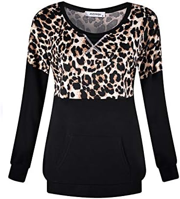 JCZHWQU Womens Casual Crewneck Long Sleeve Pullover Tunic Sweatshirt with Pockets