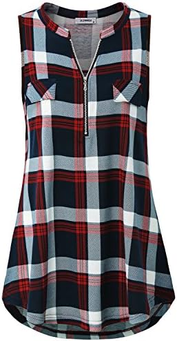 JCZHWQU Women's Zip Up V Neck Short Sleeve Casual Tunic Shirt