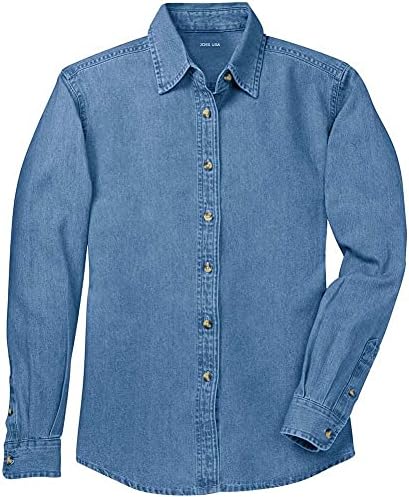 Joe's USA Ladies Long Sleeve Value Denim Shirts in Sizes XS-4XL