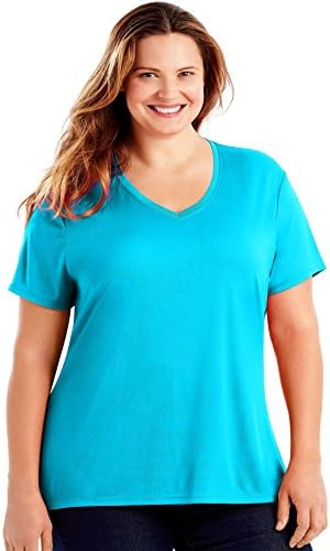 Just My Size Women's Plus-Size Cool DRI Short Sleeve V-Neck Tee