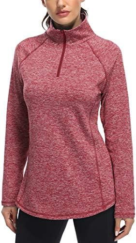 Miusey Womens Quarter Zip Running Pullover Jackets Long Sleeve Workout Tops (PRIME)