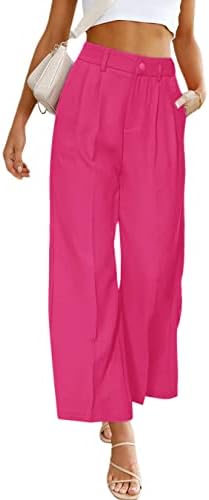 PRETTYGARDEN Women's Casual Summer Work Pants High Waisted Palazzo Pant Flowy Wide Leg Trousers with Pockets