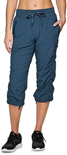 RBX Active Women's Fashion Lightweight Stretch Woven Body Skimming Drawstring Capri Pant