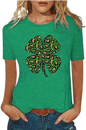 St Patricks Day Shirts for Women Lucky Shamrock Graphic Tees Shirt Crewneck Blouse Casual Short Sleeve Tops