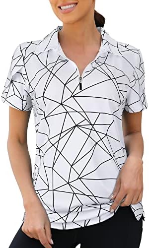 Viracy Womens Golf Polo Shirts 1/4 Zip Up Overlap Short Sleeve Quick Dry Workout Tops