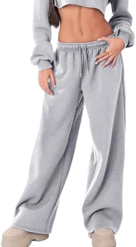 Winioder Wide Leg Sweatpants for Women Elastic High Waisted Baggy Sweat Pants Teen Girls Oversized Straight Leg Sweatpants